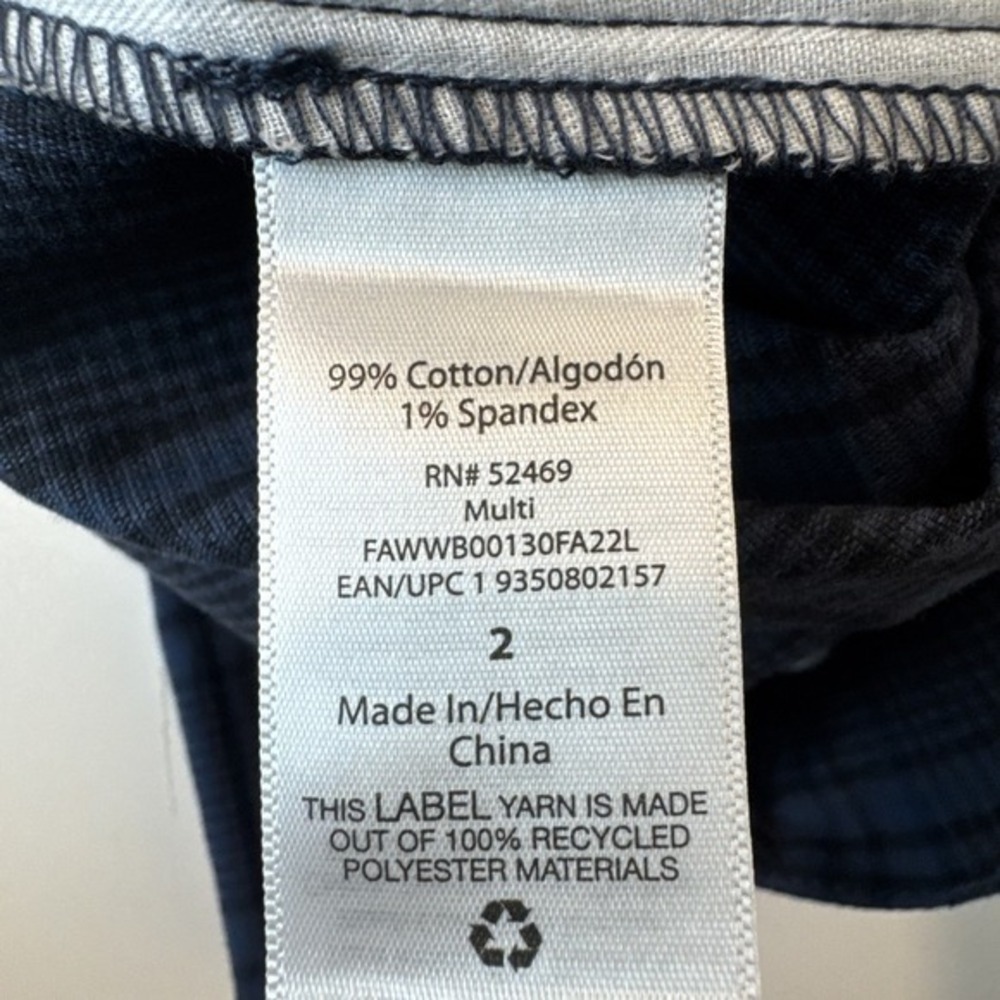 NWT Free Assembly Crop Kick Flare Trouser Women Size 2 Blue Plaid Cotton Stretch - Picture 13 of 15